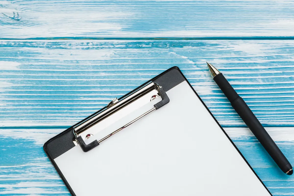 Clipboard on a desk